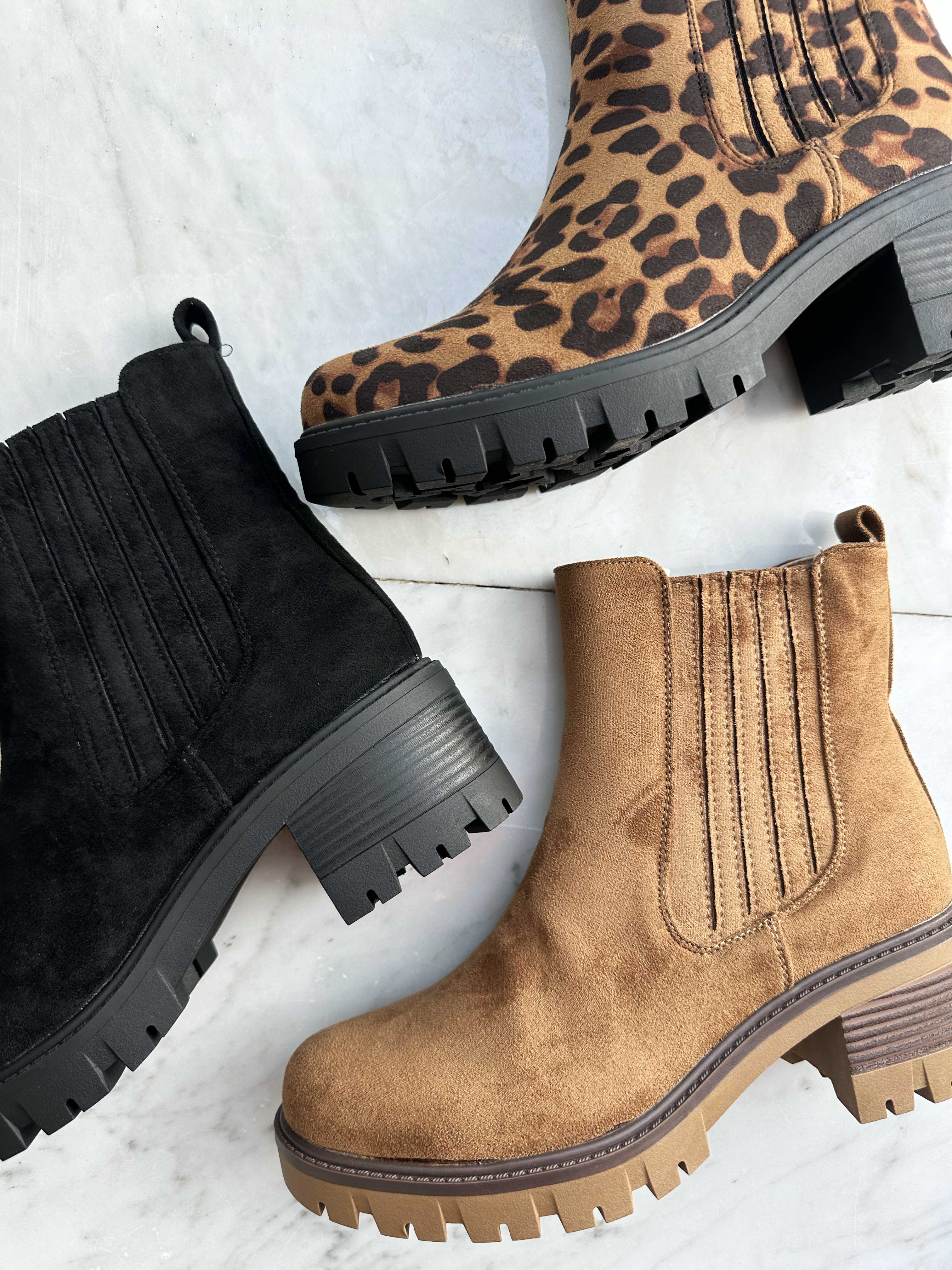 Cuba - Støvler i ruskindslook med bred hæl